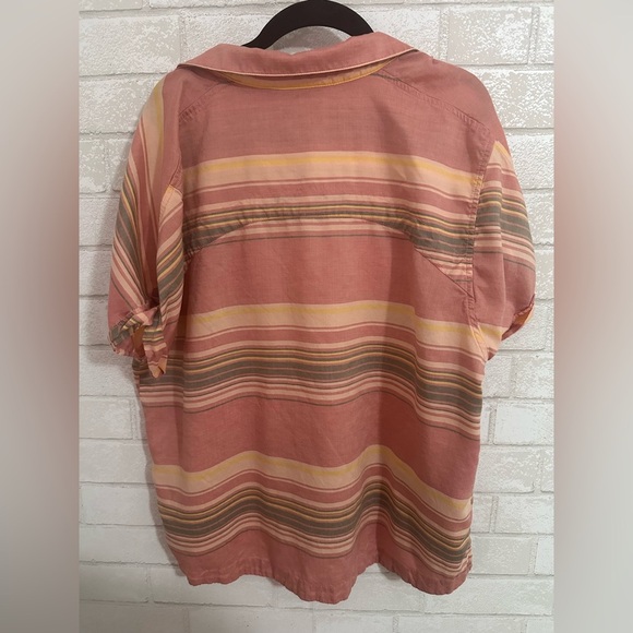 LL Bean Women’s Mountainside Shirt Sienna brick stripe Size L  (14-16) #1919 - Picture 3 of 7
